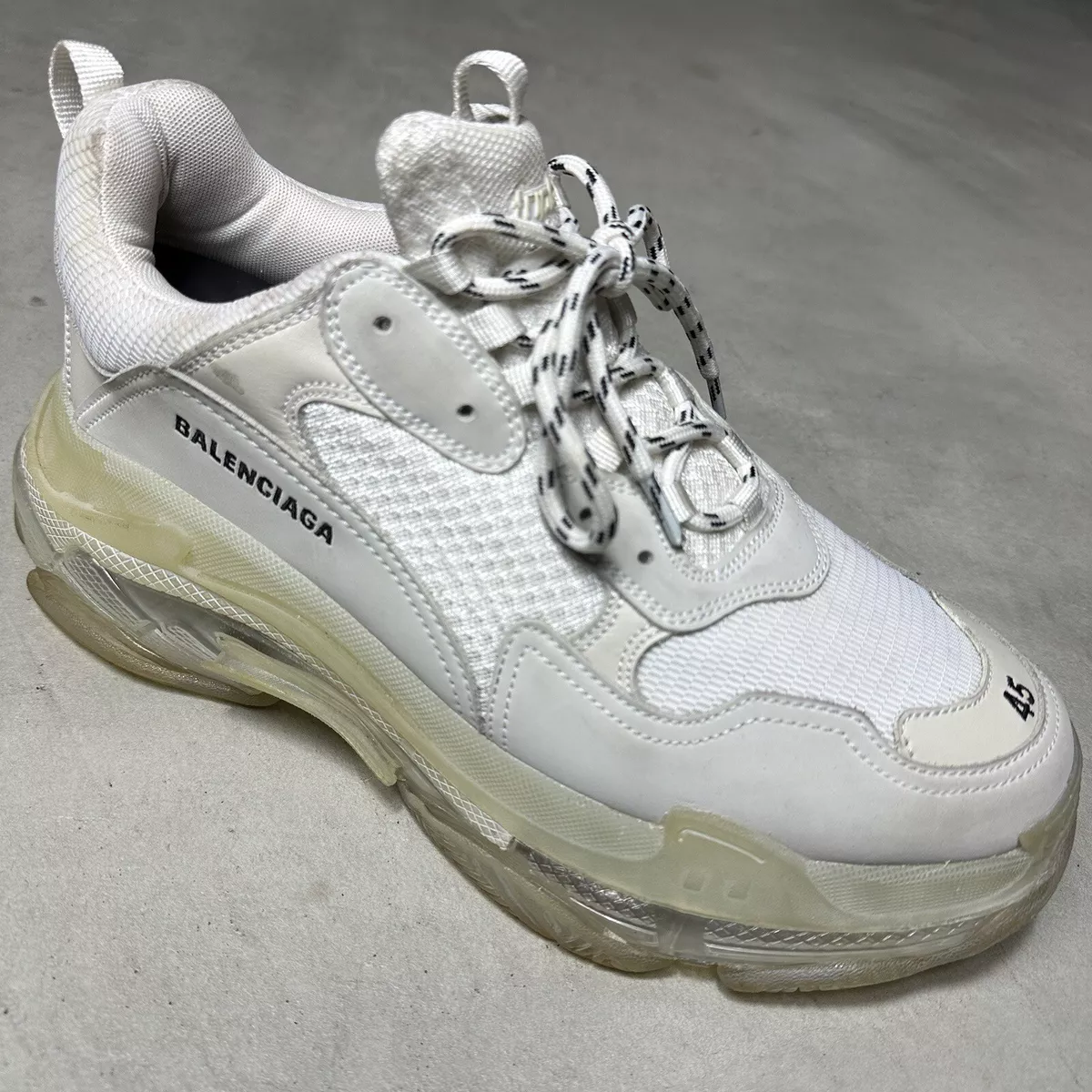 Balenciaga Triple S Clear Sole White Sneakers US 12 EUR 45