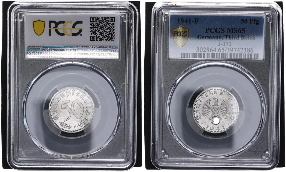 3. Reich 50 Pfennig 1941-F   J.372 PCGS MS65 Stempelglanz    116027 - Bild 1 von 1