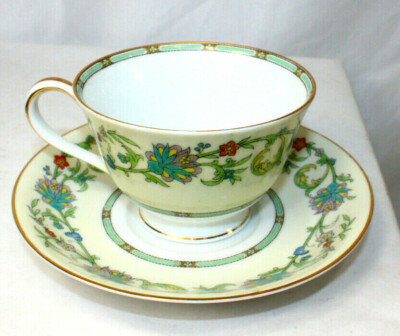 Noritake Norwich China Porcelain Japan 5042 Tea Cup Saucer Floral Rare Vintage