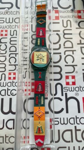 Swatch Poncho GM122 1994 Standard Herren 34mm Textil über Leder Box - Bild 2 von 6