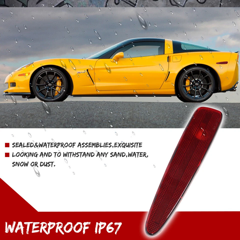 Kit de luzes de estacionamento marcador lateral lente vermelha traseira para Chevrolet Corvette C6 2005-2013 - Imagem 4 de 4