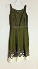 Ann Taylor Factory  Womens Sz 0 Brown Dress Lined Sleeveless Above Knee Linen