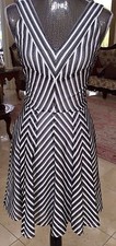 Reiss Women Dress Black And White Stripe Size 0 Eu:32 Uk:4
