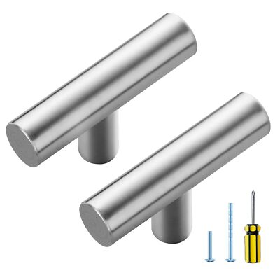 15 Pack Brushed Nickel T Bar Cabinet Knobs 2 Inch Dresser Knobs Silver Single...
