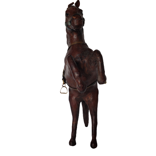 Vintage Leather Wrapped Realistic Standing Horse Art Sculpture Statue 10" Tall - Foto 5 di 8