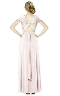 Dessy Collection Convertible Twist Wrap Dress: Long in Blush in m - Pink