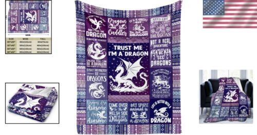 Customizable Cute Dragon-Themed Throw Blanket - Lightweight 50x60 Cozy Design - Picture 2 of 9