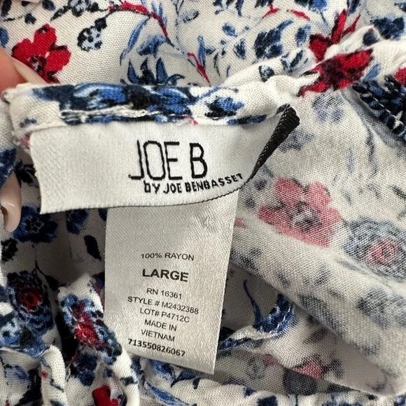 Mameluco floral Joe B sin mangas cintura ceñida ojo de cerradura escote grande blanco rojo Foto 2 de 4