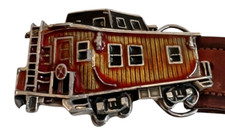 Buckle Train Caboose Belt Railroad Vintage Cutout 1970 Leather Belt 45 inches