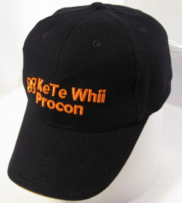 ProCon Ke Te Whii Cap Mens Black Adjustable Soft Cotton Dad Hat Orange Logo Vtg