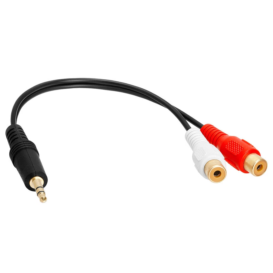 2 Pack 3.5mm 1/8" Stereo Male Plug to 2 RCA Female Jack Aux Audio YCable Adapter - Image 2 of 4