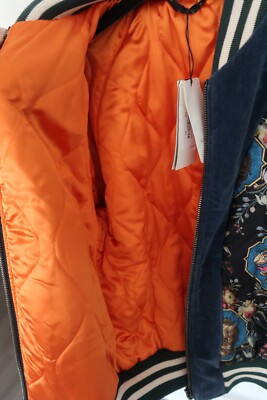 GUCCI sz IT 46 US S Mens Grotesque Lion Garden Print Silk Bomber