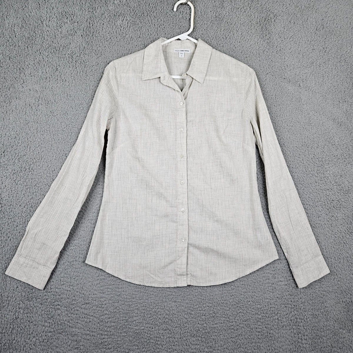 Standard James Perse Women's Light Beige Button up Long sleeve