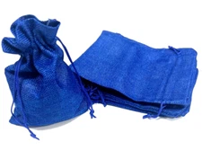 Pack of 10 Royal Blue Burlap Drawstring Gift Bags 5x7