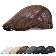 Men's Beret Breathable Mesh Ivy Cap Newsboy Hat Cabbie Flat Cap Summer