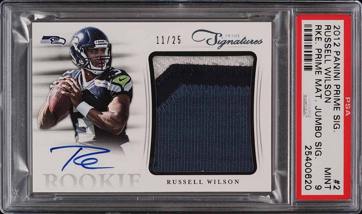 Russell Wilson Panini Prime Signatures Rookie Prime Materials Jumbo Signature #2 Base