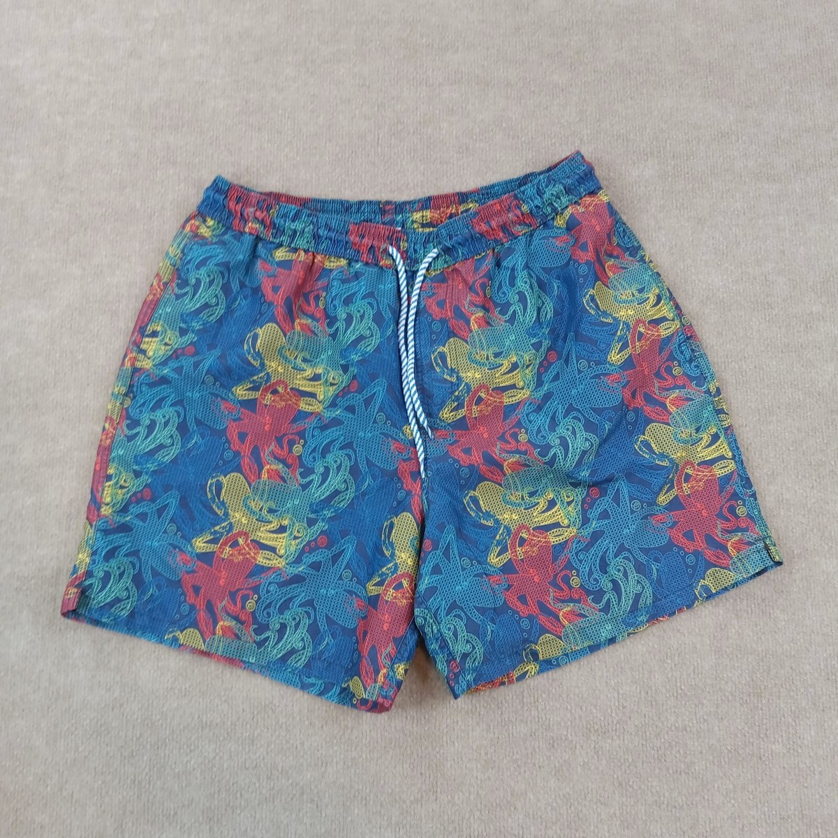 Southern Tide Swim Trunks Mens Large Blue Octopus Mesh Lined