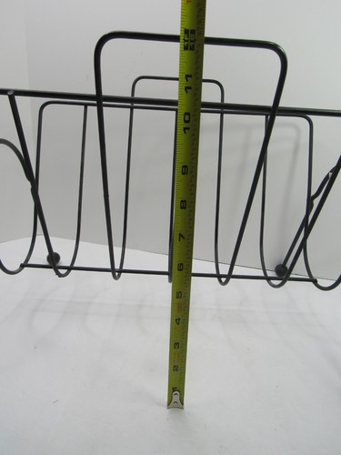 Vintage Wire Magazine Rack MCM Black Wrought Iron Rubber Feet Storage GUC - Picture 5 of 7