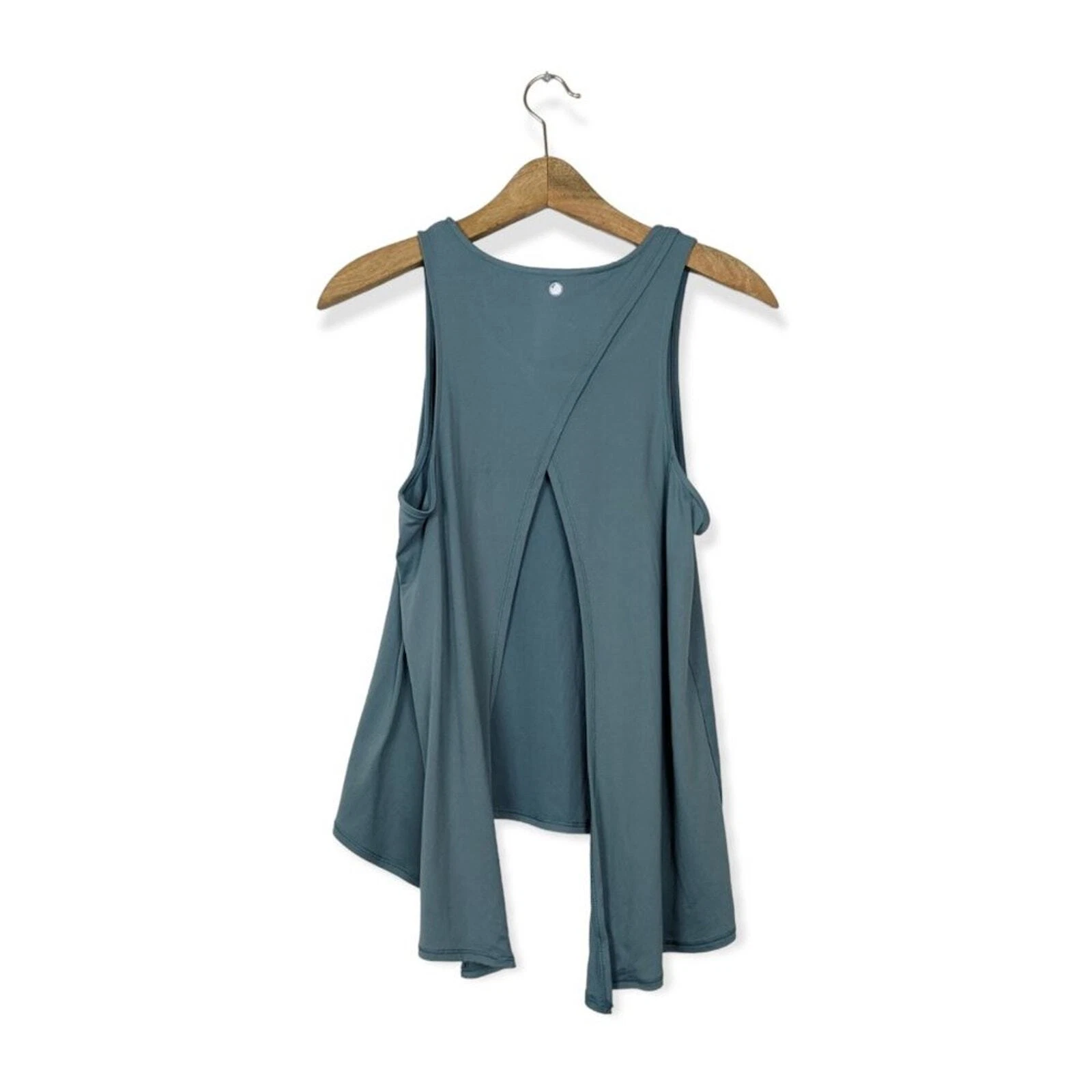 yogalicious split open back sleeveless tie shirt