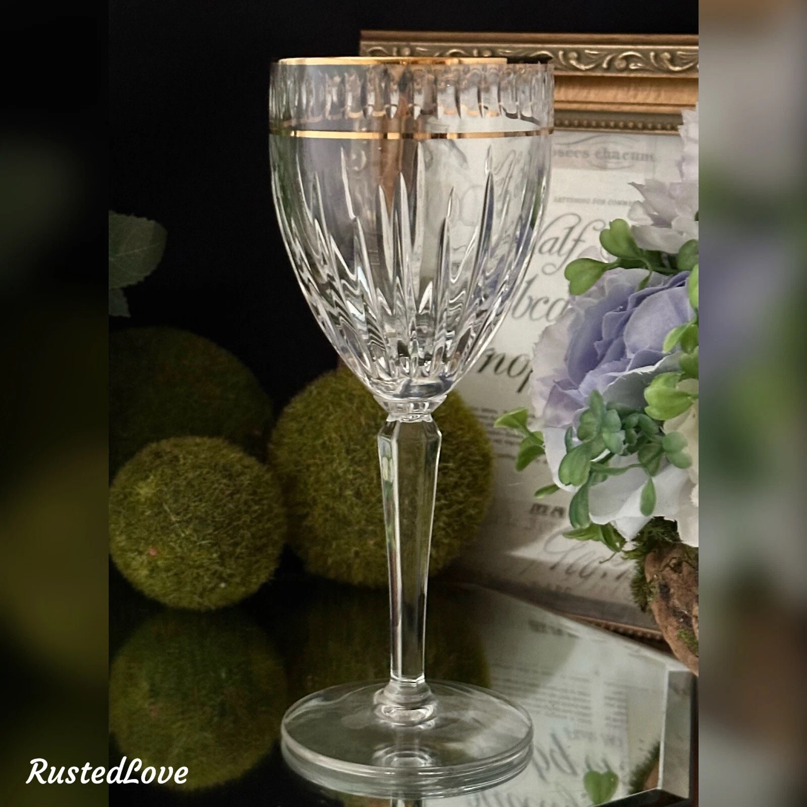 Lenox Ambassador Wine Glass with Gold Trimmed Lenox Blown Glass 7"   1 *