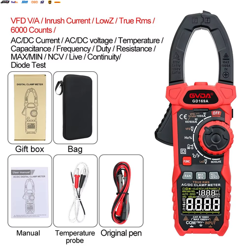 Digital Clamp Meter 1000A 1000V True RMS Multimeter AC DC Amperimetrica Capacita