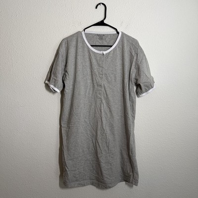 Swinging on a Star Nightshirt Womens One Size Heather Gray Henley Neck Sleepwear