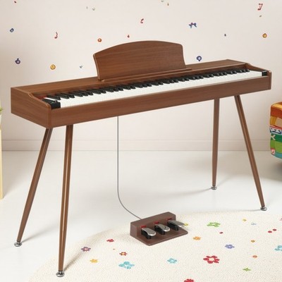 88-Key Full Size Fully Weighted Digital Piano Keyboard - Stand 3-Pedal Walnut