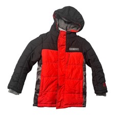 ZeroXposur Boys Winter Jacket Puffer Coat Red Black Camo Hooded Size M 5-6