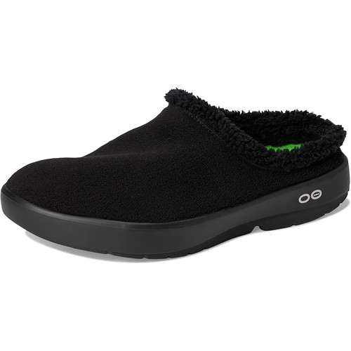 Zapatos de mula OOFOS para hombre OOcoozie EE. UU. 10 UE 43 negros Sherpa sin cordones nuevos en caja