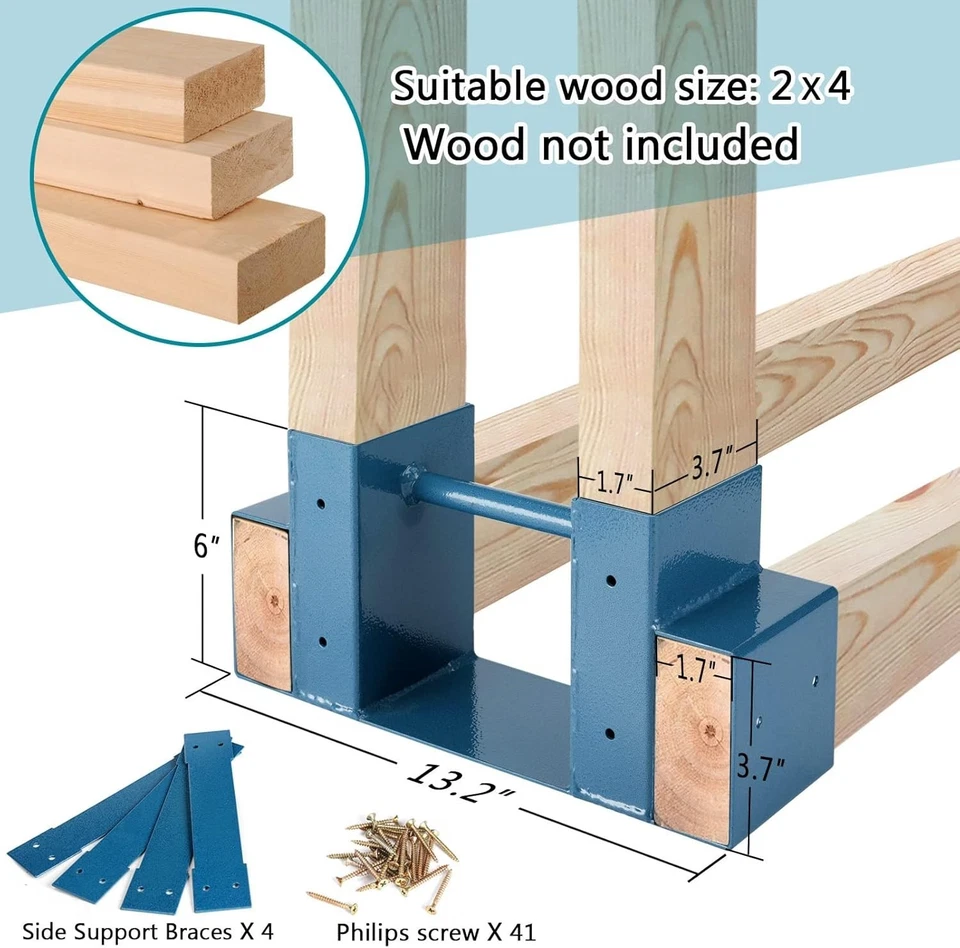 Kit de suporte para rack de armazenamento de madeira para lareira externa, suporte para armazenamento de madeira - Imagem 2 de 4