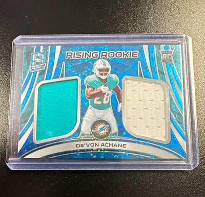 Panini 2023 Spectra De'Von Achane Dolphins RC Patch Neon Blue Prizm /50 RRM-DAC