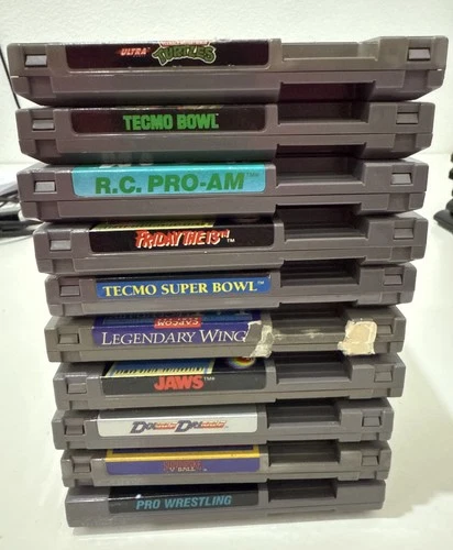 Vintage Nintendo Games Lot Of 10 Various Titles Video Sports Ninja Turtles
