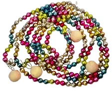 Christmas Bead Garland Multi Color Glass 7ft 10in Feather Tree Spun Fruit #56