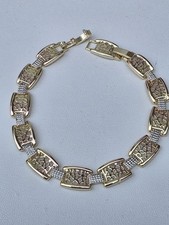 Womens Tri Coloured  Detailed Link Bracelet Cubic Zirconia Adjustable 17-19cm