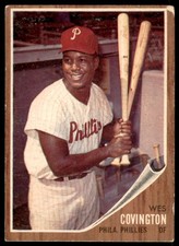 1962 Topps #157 WES COVINGTON  Philadelphia Phillies VGEX (Lt Wrink/See back)