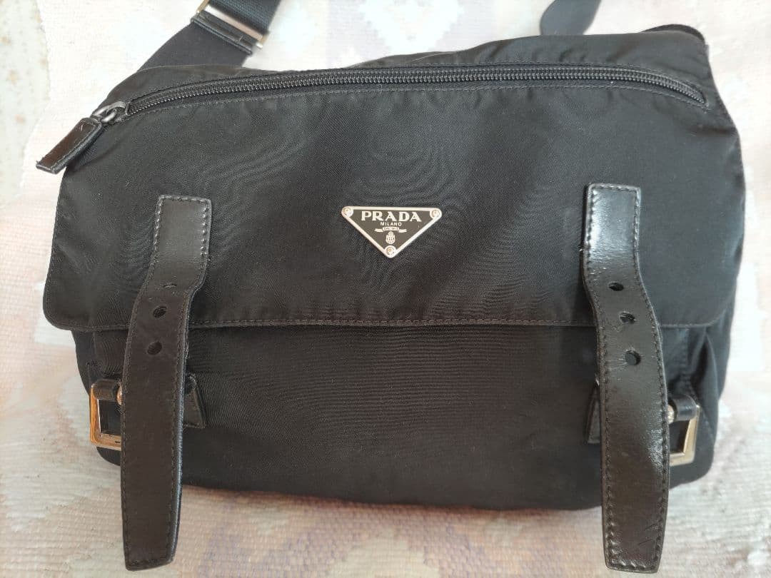 PRADA Nylon Shoulder Bag Black