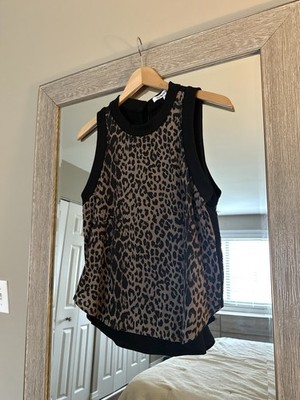 Elizabeth And James Anthropologie Silk Cheetah Print Sleeveless Blouse Size XS