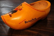 VINTAGE HIENEKEN BEER WOODEN SHOE PROMO ITEM.