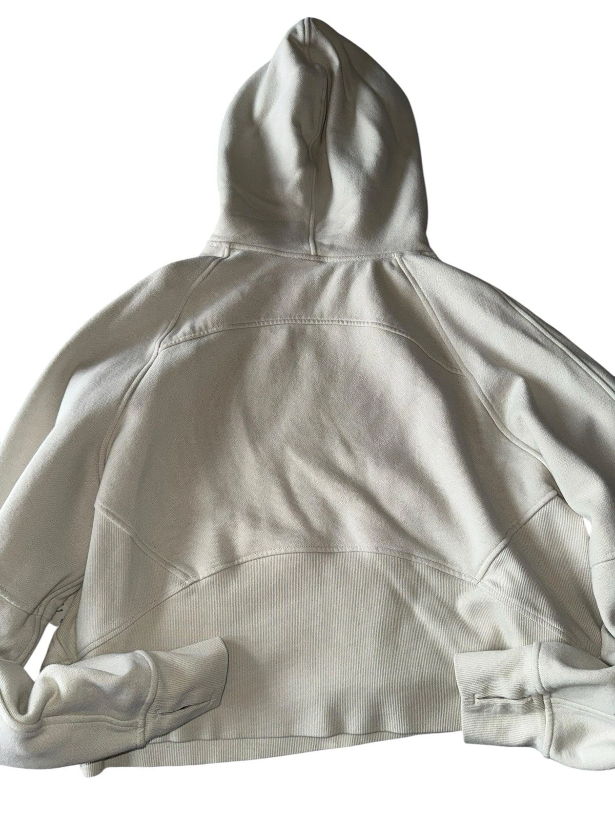 OFF WHITE Felpa con cappuccio Lululemon Cropped Scuba color crema oversize