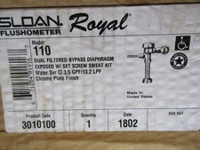 Sloan Royal Flushometer 110  NOS Dual Filtered Bi-pass diaphram 3.5 GFP
