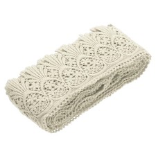 Cotton Lace Trim Vintage Crochet 3inch x 4.8yard Light Khaki Stretch Lace Edg...