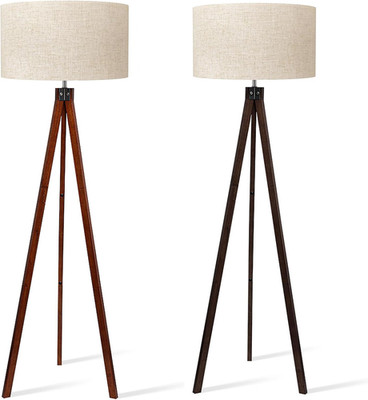 Brown & Walnut Wood Tripod Floor Lamp - Stylish Lighting Solution