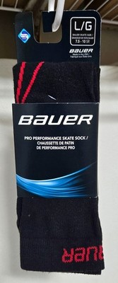 NIP Bauer S19 Pro Performance Tall Skate Socks Size Large 7.5-10 SR Black Sporty