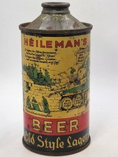 HEILEMAN'S OLD STYLE LAGER LOW PROFILE CONE TOP BEER CAN NON IRTP LA CROSSE WI.