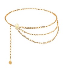 Multilayer Metal Waist Chain Belt for Women, Fashion One Size, Gold