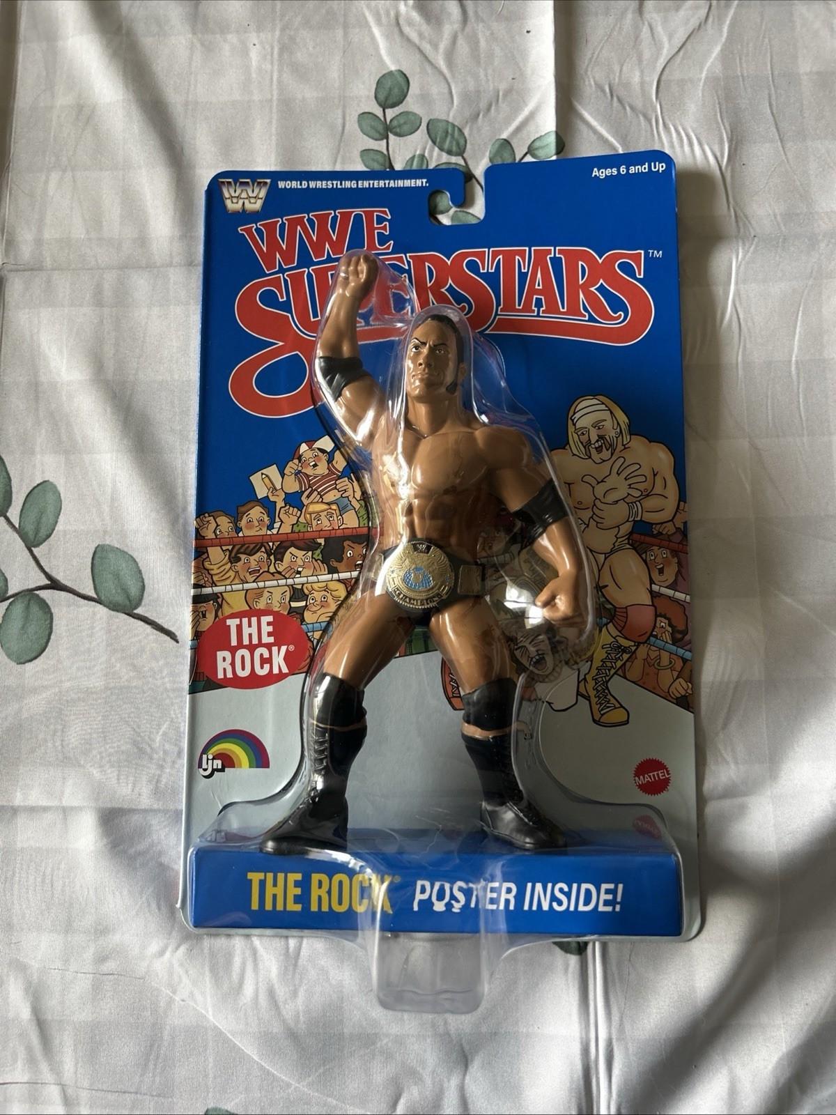 WWE Superstars LJN The Rock Wrestling Action Figure Blue Card With Poster NEW