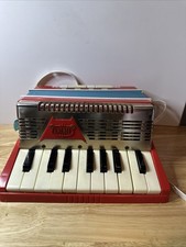 1950'S Child's Red And White Fully Working Emenee Accordion