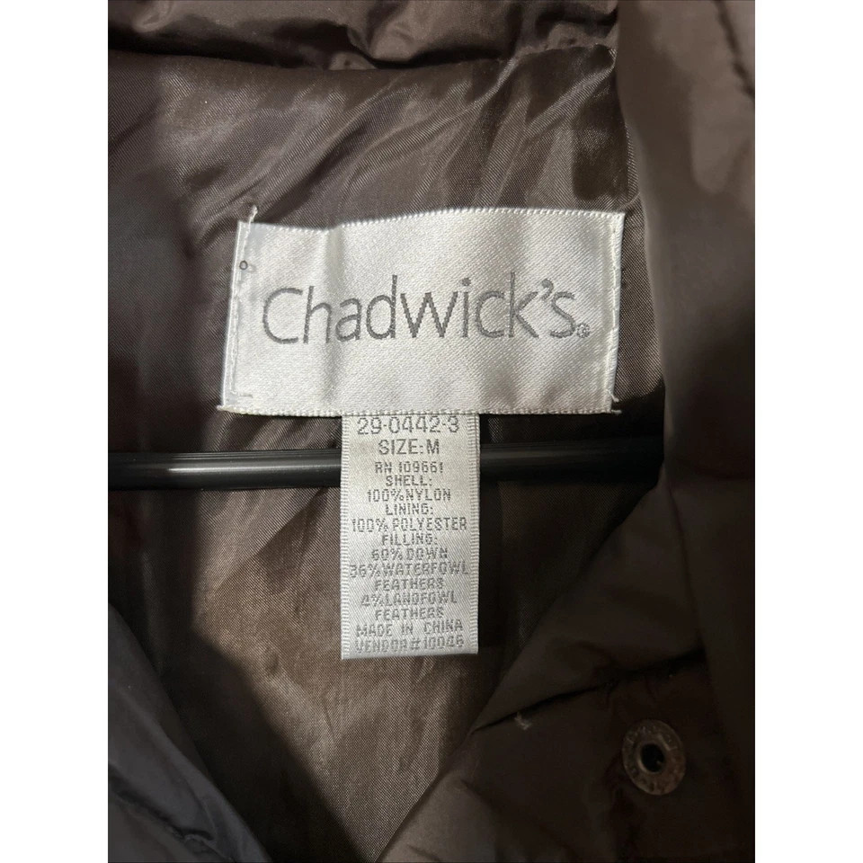 Chaleco acolchado Chadwick’s Down - Mujer’s Talla M - Marrón - Bolsillos de corte Foto 3 de 4