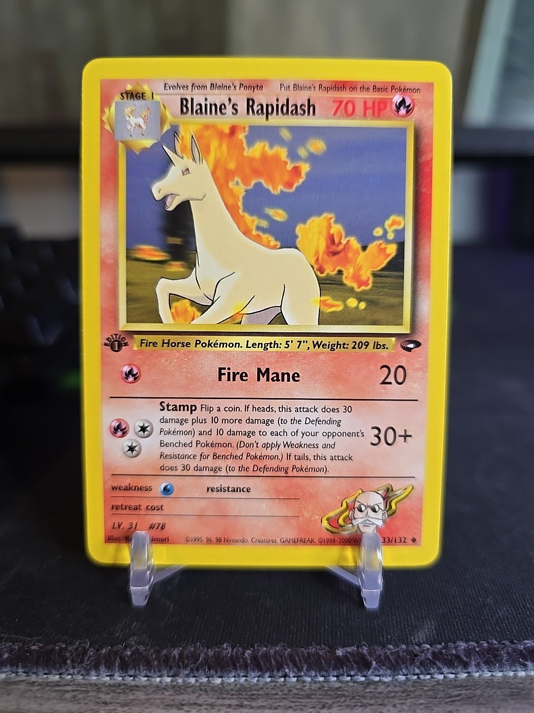 First Edition Blaine's Rapidash 33/132 Gym Challenge Regular Pokemon Card NM-M