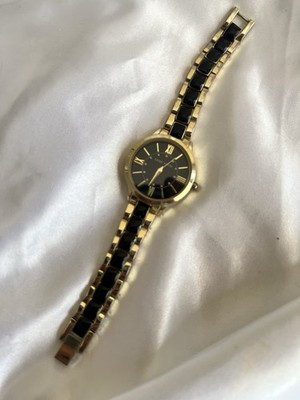 Anne Klein New York Rose Gold Black Tone Ladies Watch WORKS Needs New Battery